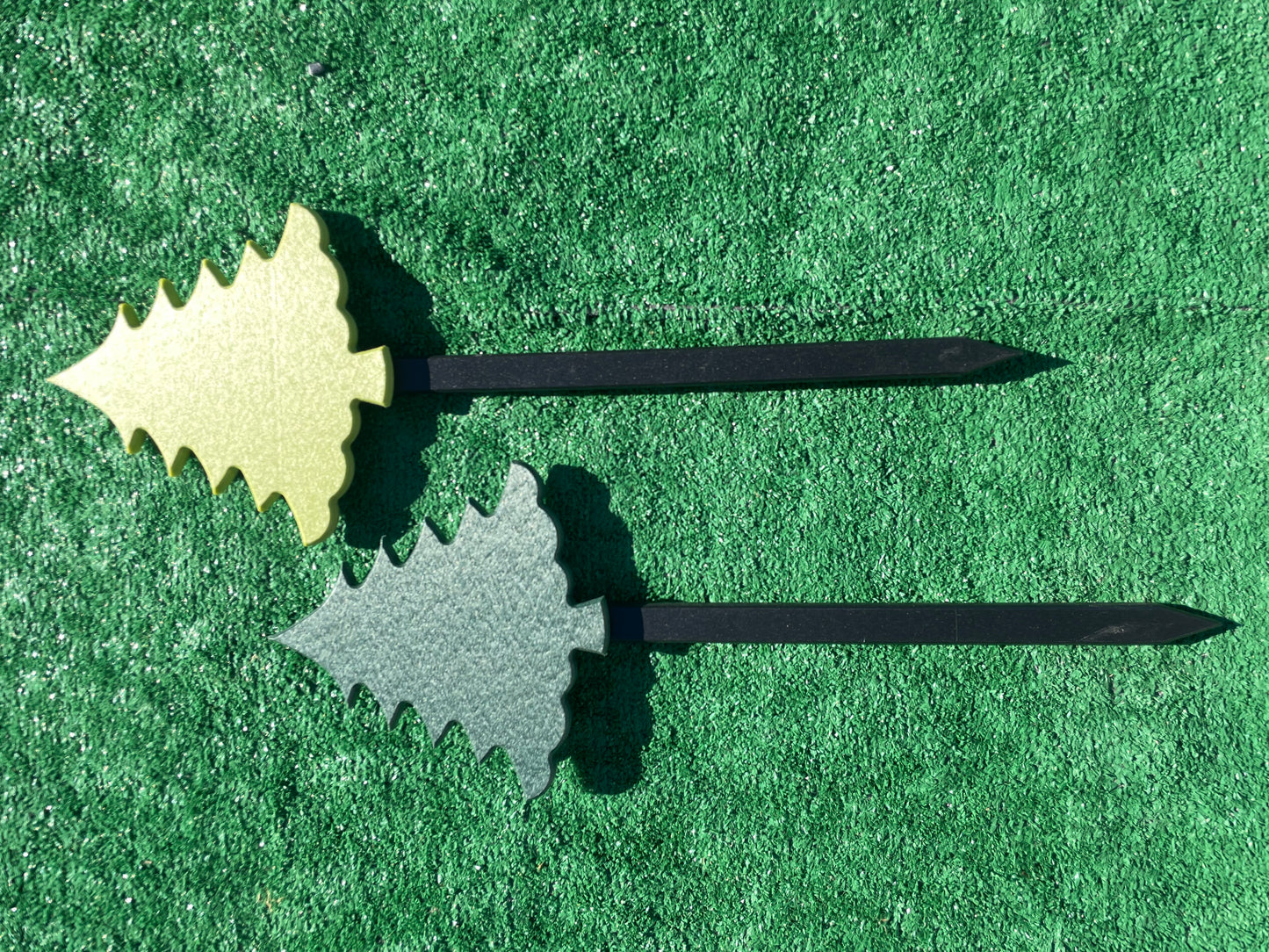 Poly Christmas Tree Yard Sticks - Light or Dark Green with Black Yard Stakes - Perfect Christmas Home Decor