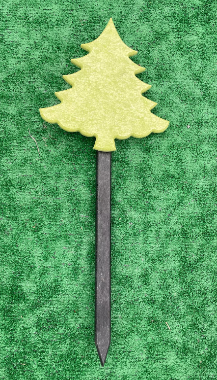 Poly Christmas Tree Yard Sticks - Light or Dark Green with Black Yard Stakes - Perfect Christmas Home Decor