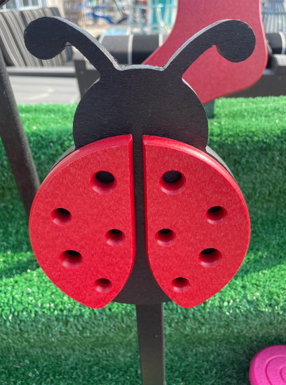 Poly Ladybug Yard Stake with Black Stake - Amish Made Garden Decoration - Ladybug that won't fly away home! Red Ladybug Garden Stake.