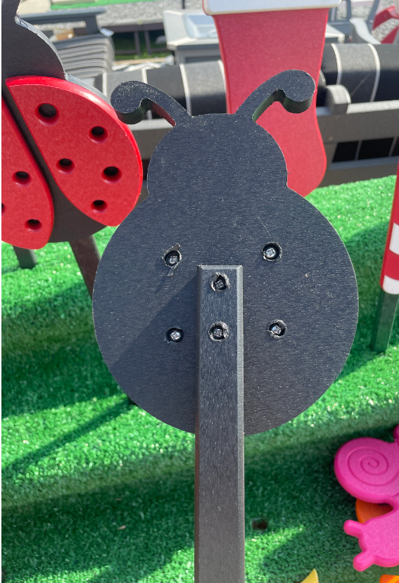 Poly Ladybug Yard Stake with Black Stake - Amish Made Garden Decoration - Ladybug that won't fly away home! Red Ladybug Garden Stake.
