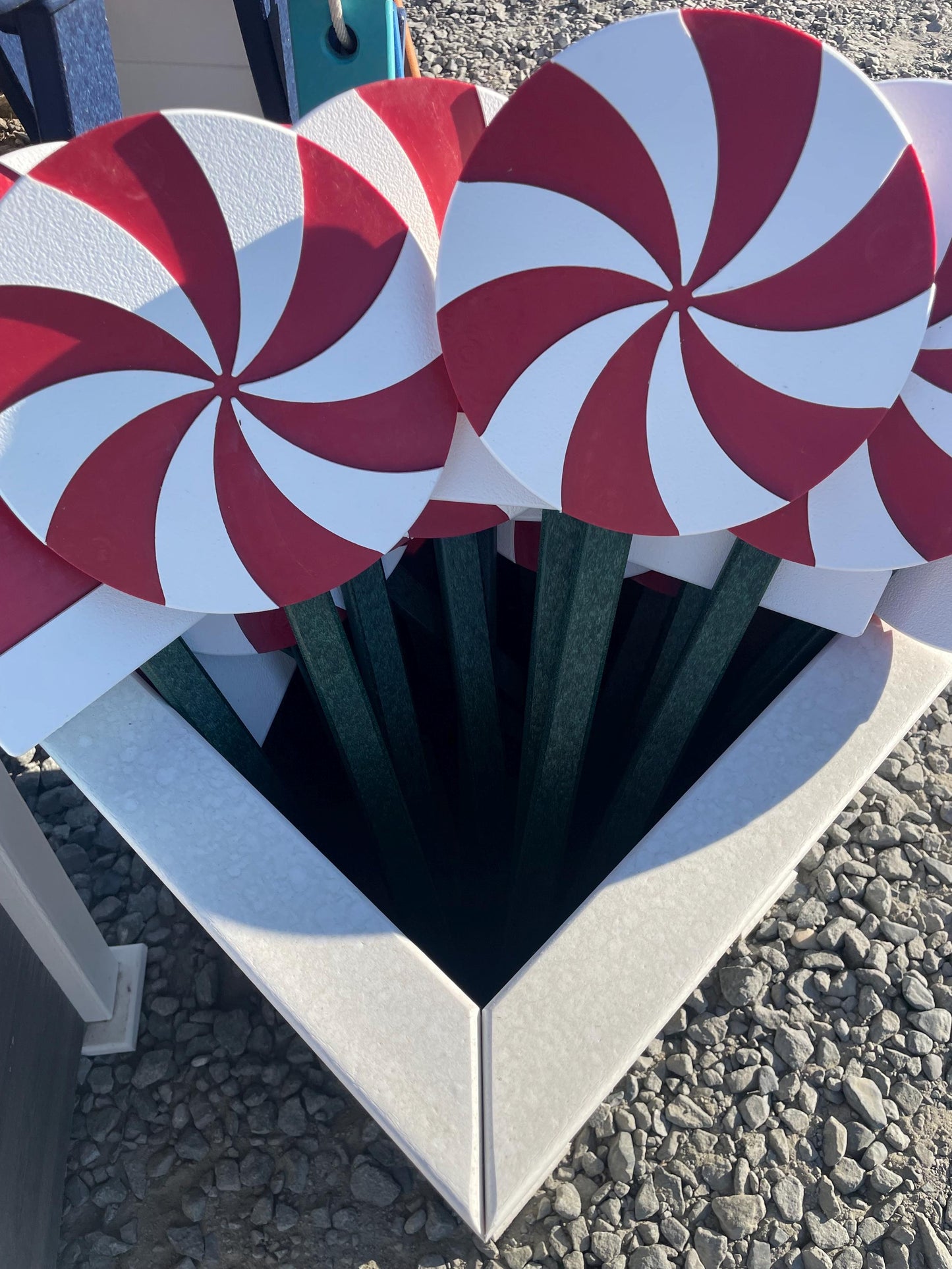 Poly Peppermint Christmas Yard Stake Decoration for Home, School, Indoor/Outdoor. Perfect Winter decoration for Santa and Christmas lovers!