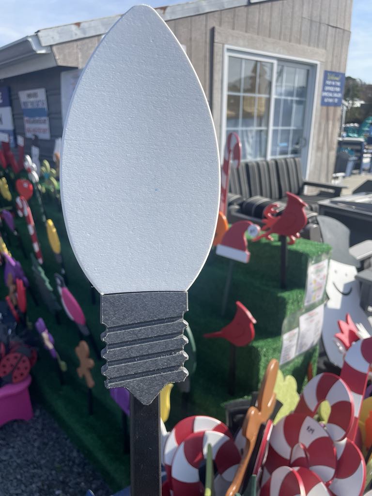 Poly Christmas Colorful Light Bulb Black Stake - Amish Made Christmas Decor - Outdoor Light Bulb that won't burn out!