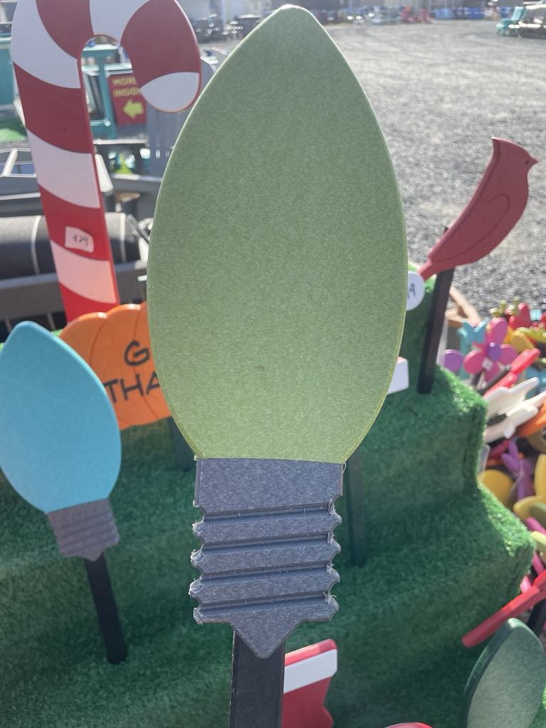 Poly Christmas Colorful Light Bulb Black Stake - Amish Made Christmas Decor - Outdoor Light Bulb that won't burn out!