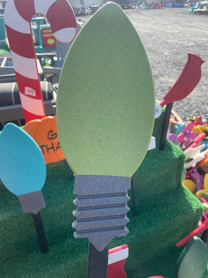 Poly Christmas Colorful Light Bulb Black Stake - Amish Made Christmas Decor - Outdoor Light Bulb that won't burn out!