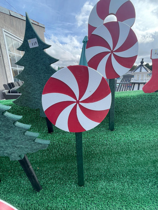 Poly Peppermint Christmas Yard Stake Decoration for Home, School, Indoor/Outdoor. Perfect Winter decoration for Santa and Christmas lovers!