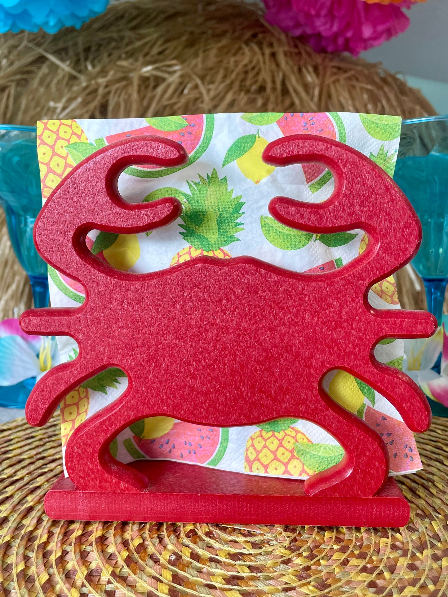 Poly Crab Napkin Holder - Outdoor Indoor Crab Napkin Holder - Coastal Beach Theme - Crab Feast - Outdoor bbq