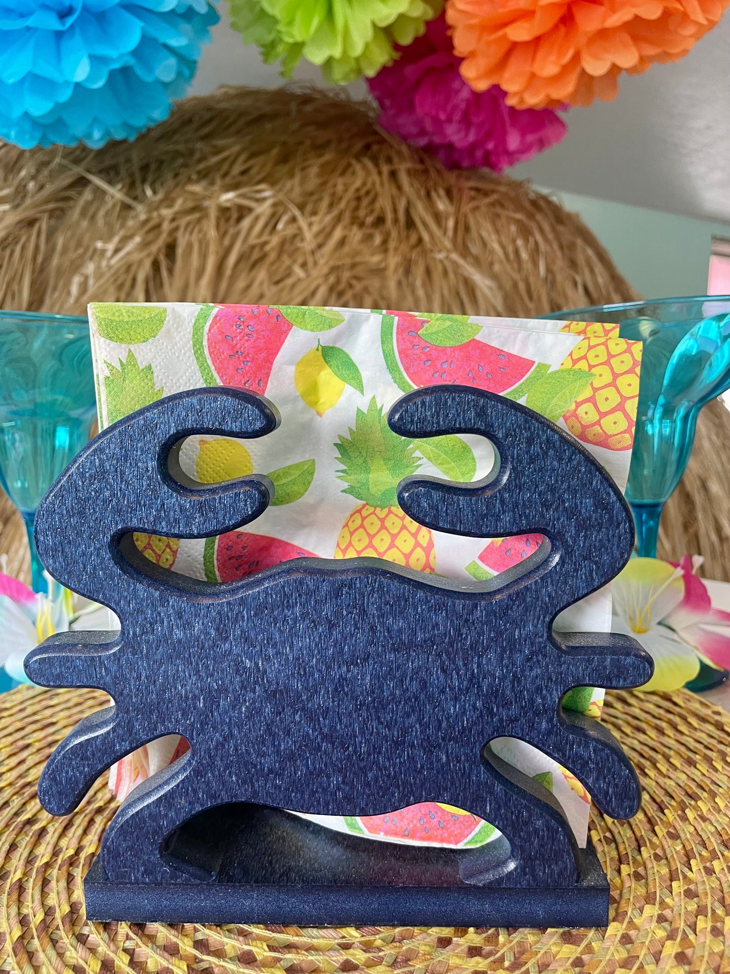 Poly Crab Napkin Holder - Outdoor Indoor Crab Napkin Holder - Coastal Beach Theme - Crab Feast - Outdoor bbq