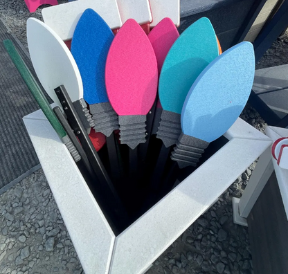 Poly Christmas Colorful Light Bulb Black Stake - Amish Made Christmas Decor - Outdoor Light Bulb that won't burn out!