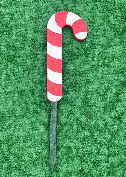 Poly Candy Cane Christmas Yard Stakes with Green Stake Perfect for Outdoor or Indoor Christmas and Winter Holiday Decor