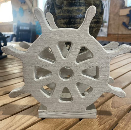 Poly Ship Wheel Napkin Holder - Unique Poly Captain's Wheel Perfect for Outdoor Dining, Picnics, BBQ, Beach House Decor, Coastal Living Ahoy