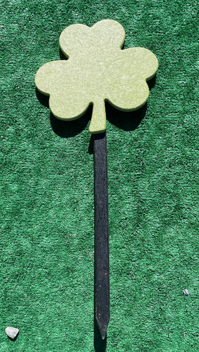 Poly Shamrock Yard Garden Stake with Black Stake - Amish Made St. Patrick's Day Decoration - Lucky Charm - Clover - Home Decor or Parade