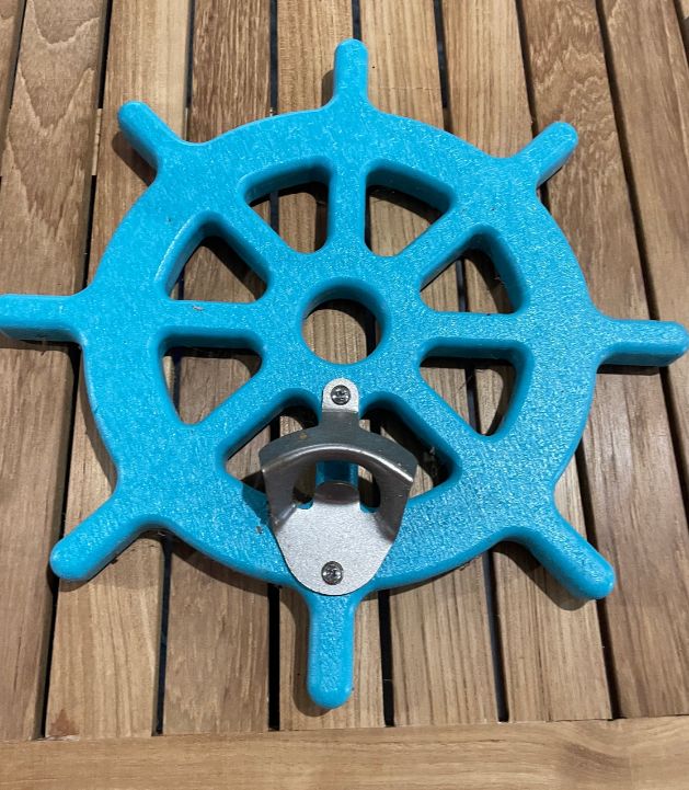 Poly Ship Wheel Wall Bottle Openers - Beach House - Coastal Theme - Unique Gifts - Beer Opener - Outdoor Bar, Man Cave, She Shed, kitchen