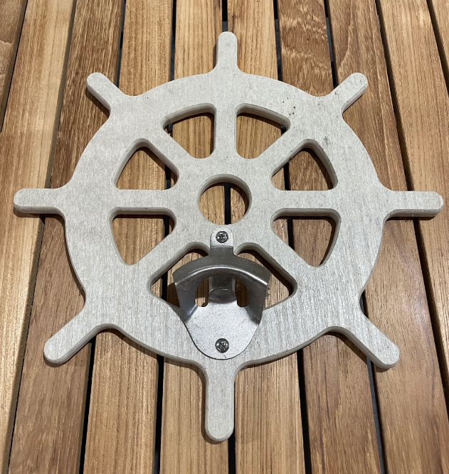 Poly Ship Wheel Wall Bottle Openers - Beach House - Coastal Theme - Unique Gifts - Beer Opener - Outdoor Bar, Man Cave, She Shed, kitchen