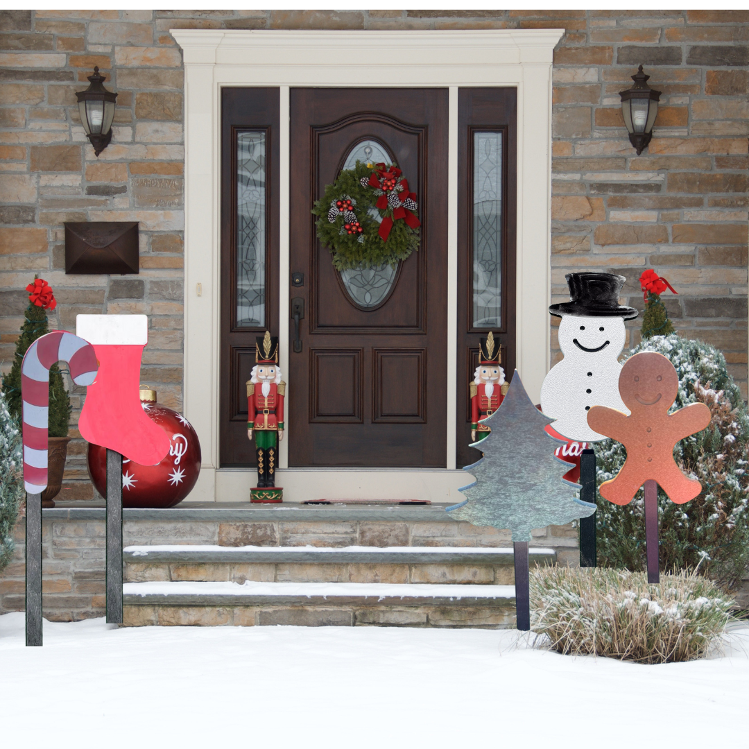 Poly Snowman Yard Stake with Black Stake - Amish Made Christmas Decoration - A Snowman that Won't Melt - Frosty the Snowman - Snowman Decor