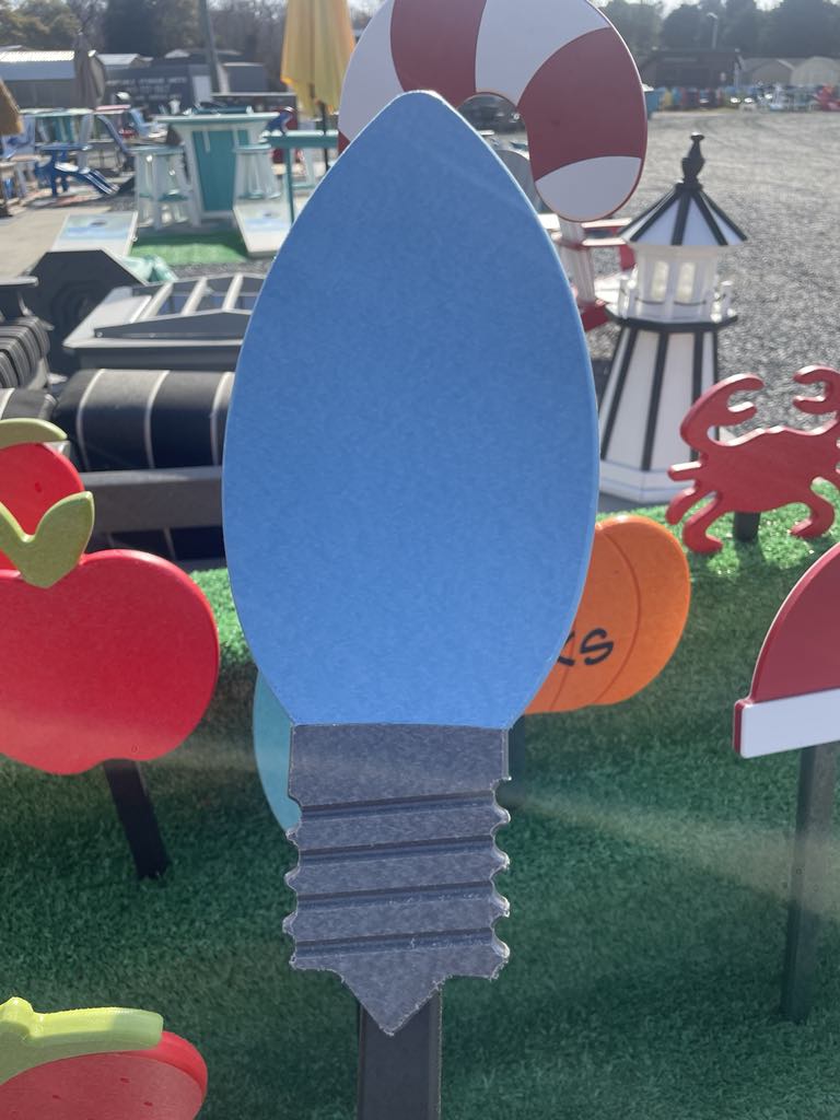 Poly Christmas Colorful Light Bulb Black Stake - Amish Made Christmas Decor - Outdoor Light Bulb that won't burn out!