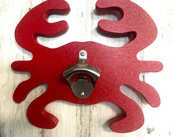 Poly Crab Wall Bottle Openers Perfect for Beach - Coastal Theme, Crab Feast, Man Cave, Outdoor Bar, Kitchen, Pub, Beach House, Unique Gifts