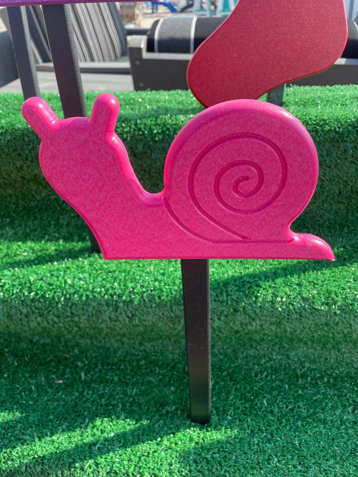 Poly Snail Yard Stake with Black Stake - Amish Made Snail Garden Decoration - Snail that won't slink away home! Perfect for Fairy Garden.