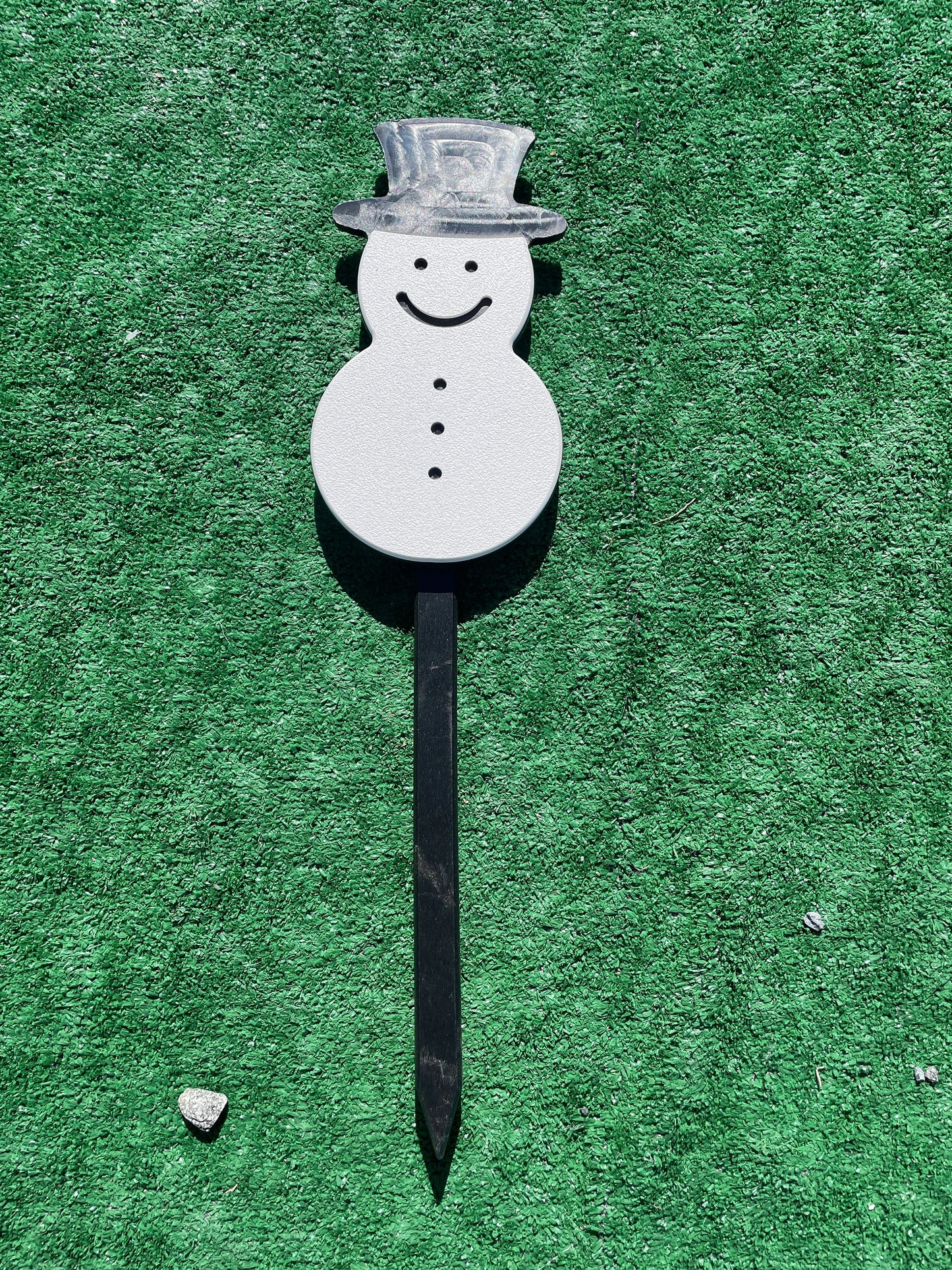 Poly Snowman Yard Stake with Black Stake - Amish Made Christmas Decoration - A Snowman that Won't Melt - Frosty the Snowman - Snowman Decor