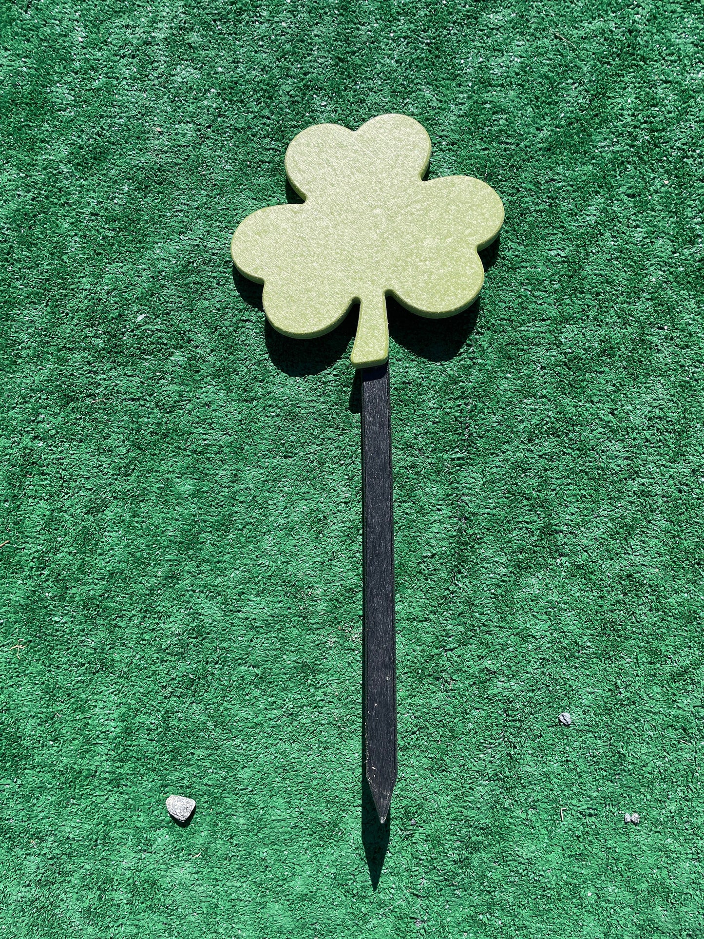 Poly Shamrock Yard Garden Stake with Black Stake - Amish Made St. Patrick's Day Decoration - Lucky Charm - Clover - Home Decor or Parade